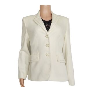 JONES of New York Women’s Blazer in Beige/Cream Collar Strip Design Size 6